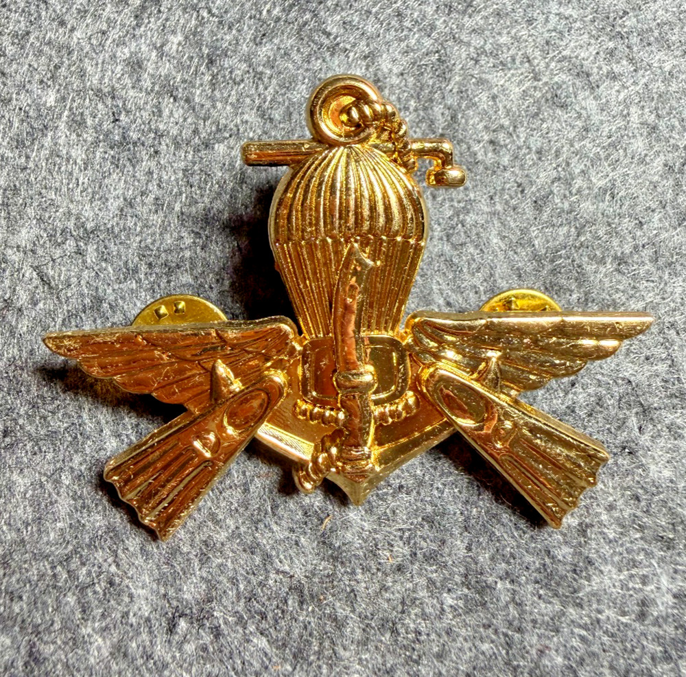 Royal Malaysian Navy PASKAL Trimedia Qualification Badge Pin Gold Tone